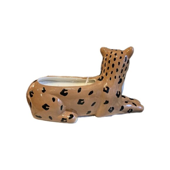 New Ceramic Cheetah Leopard Jungle Animal Candle Room Decor - Picture 2 of 2